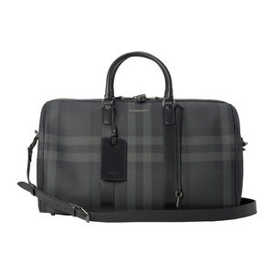 Burberry Boston Bag Charcoal Black Black Check Gray